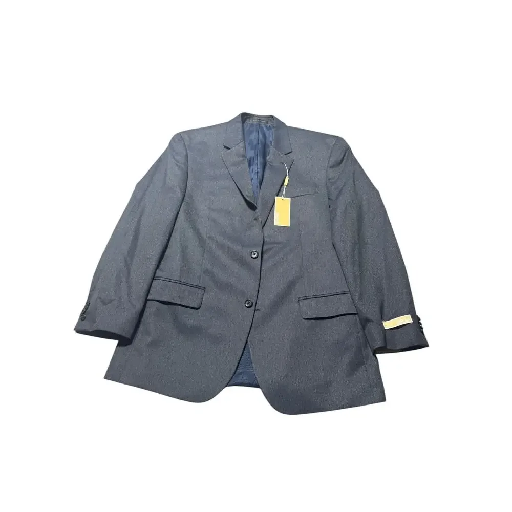 NWT Michael Kors Blazer Jacket Mens 42 Blue Houndstooth Two Button Notch Lapel